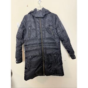 Adidas Neo Black Hooded Puffer Parka Coat Women’s Medium Long Winter Down Jacket